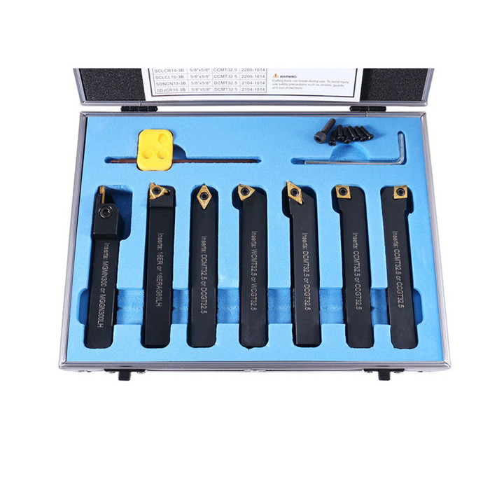 7pcs Carbide Turning Tool Set (Metric & Inch Sizes)