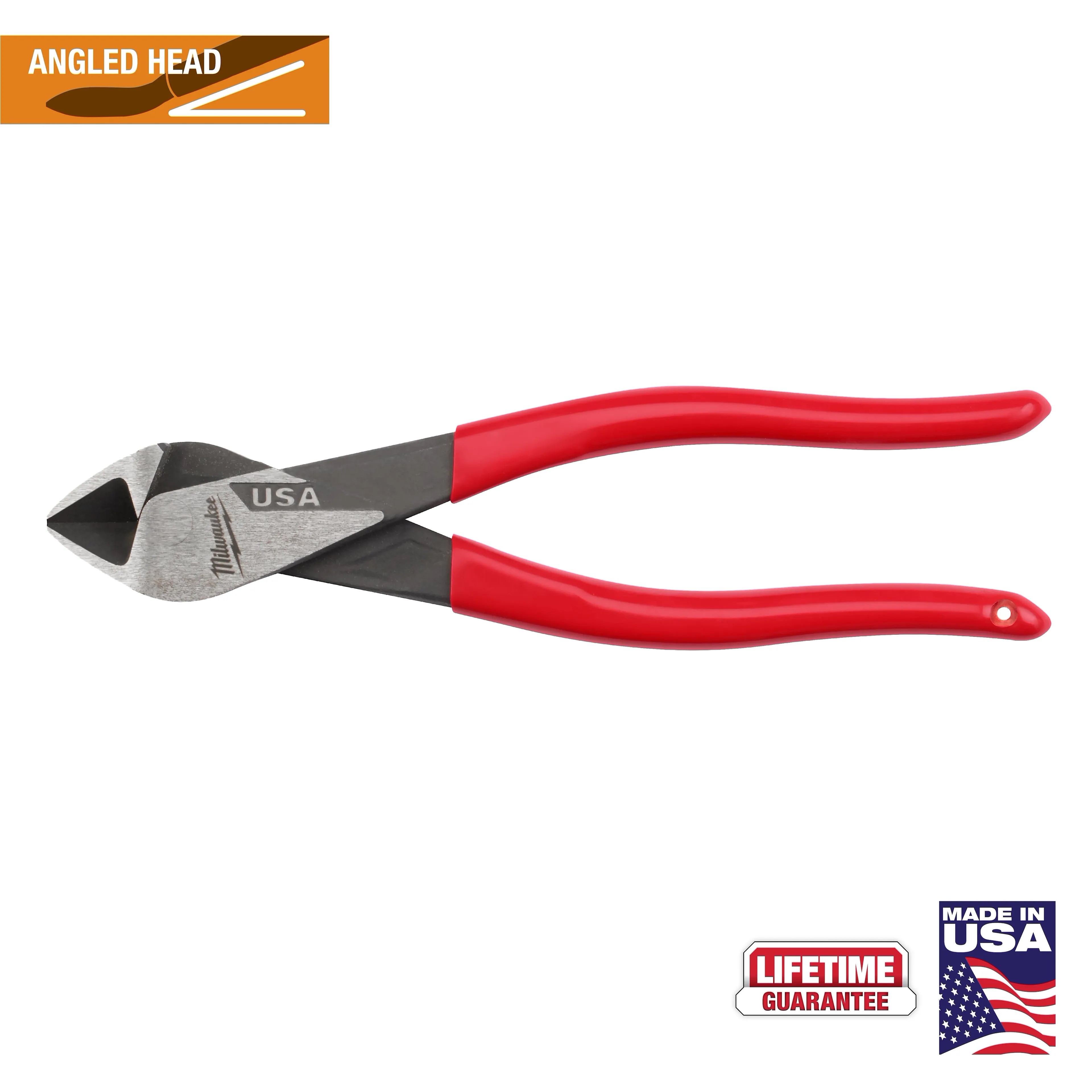 Milwaukee 8" Angled Head Diagonal Dipped Grip Cutting Pliers (USA)