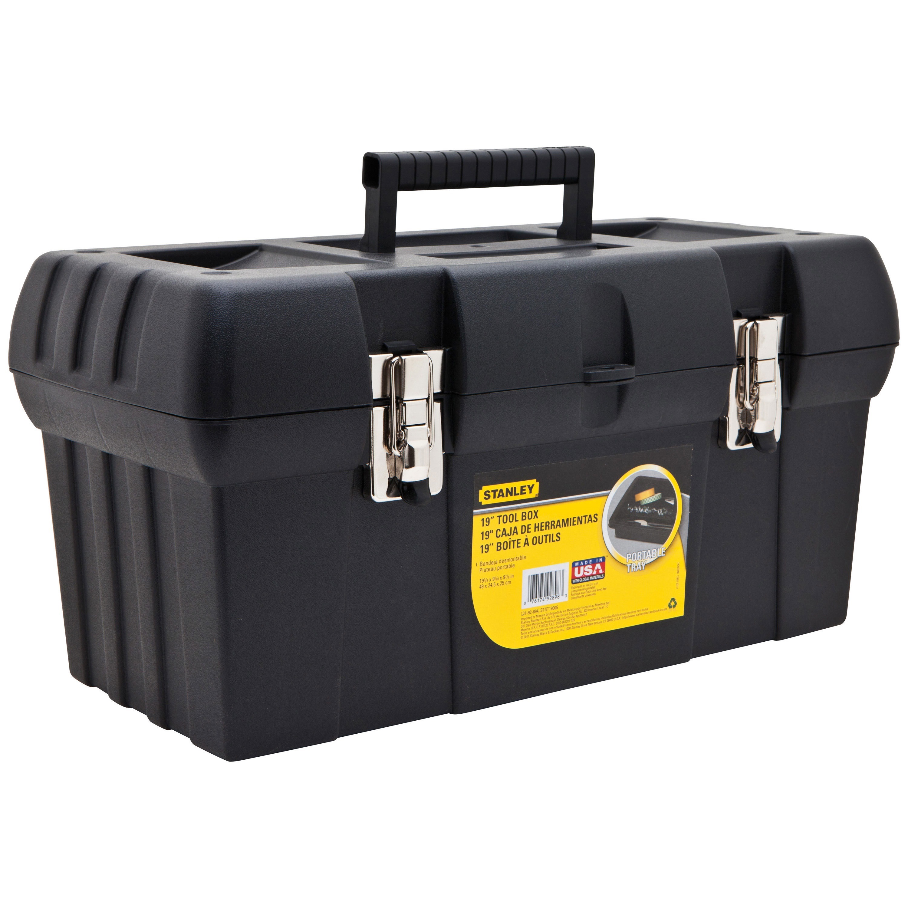 Stanley 19 Inch Plastic Toolbox with Metal Latches & Tote Tray STST19005