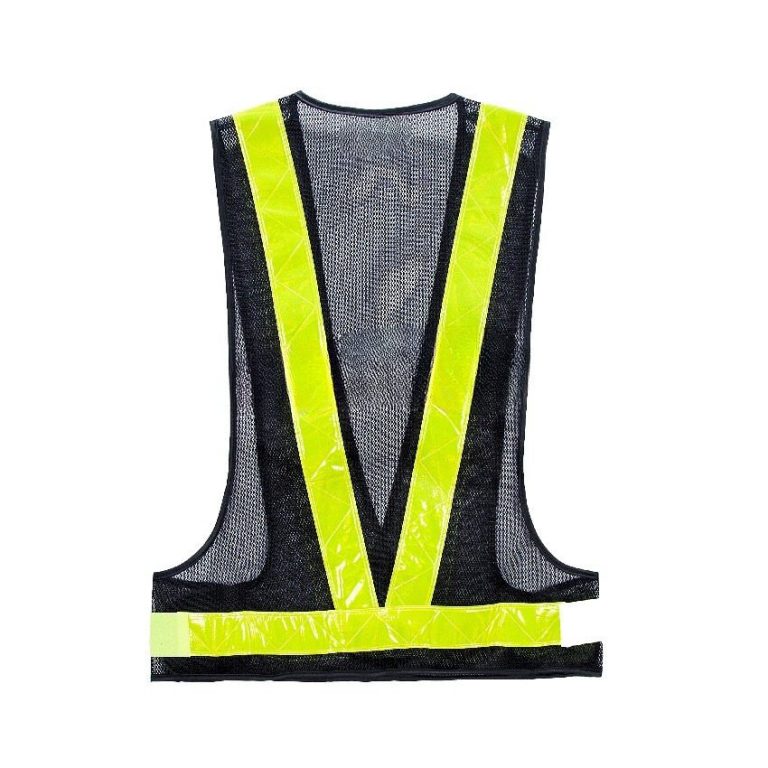SAFETY VEST V-NETTING BLACK C/W YELLOW REFLECTOR