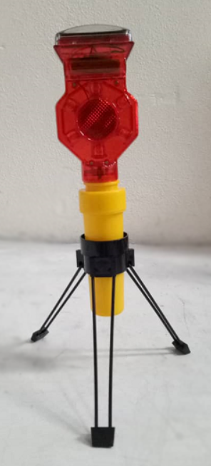 SOLAR LED HEXAGON SHAPE RED WARNING LIGHT WITH BLACK STAND